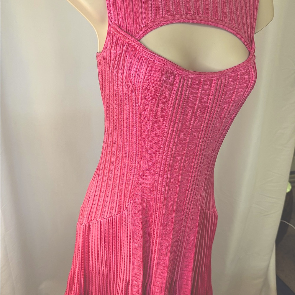 Givenchy 4G Cut Out Mini Dress in Pink Ribbed Knit - Picture 8 of 11